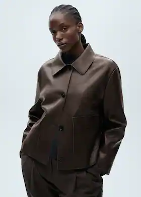 Faux Leather PU Jacket with Patch & Flap Pockets
