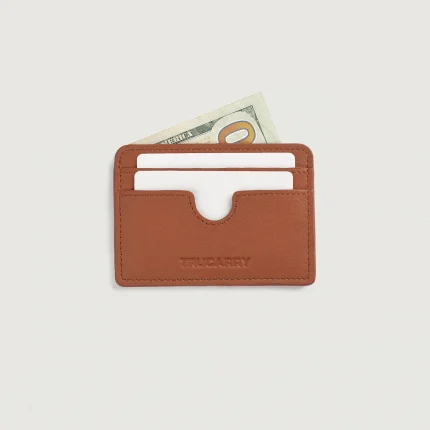 Refined Brown Leather Card Holder