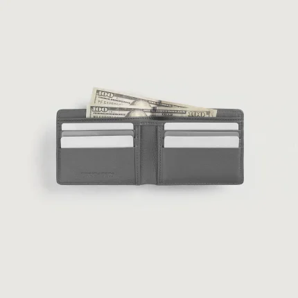 Refined Grey Leather Bifold Wallet